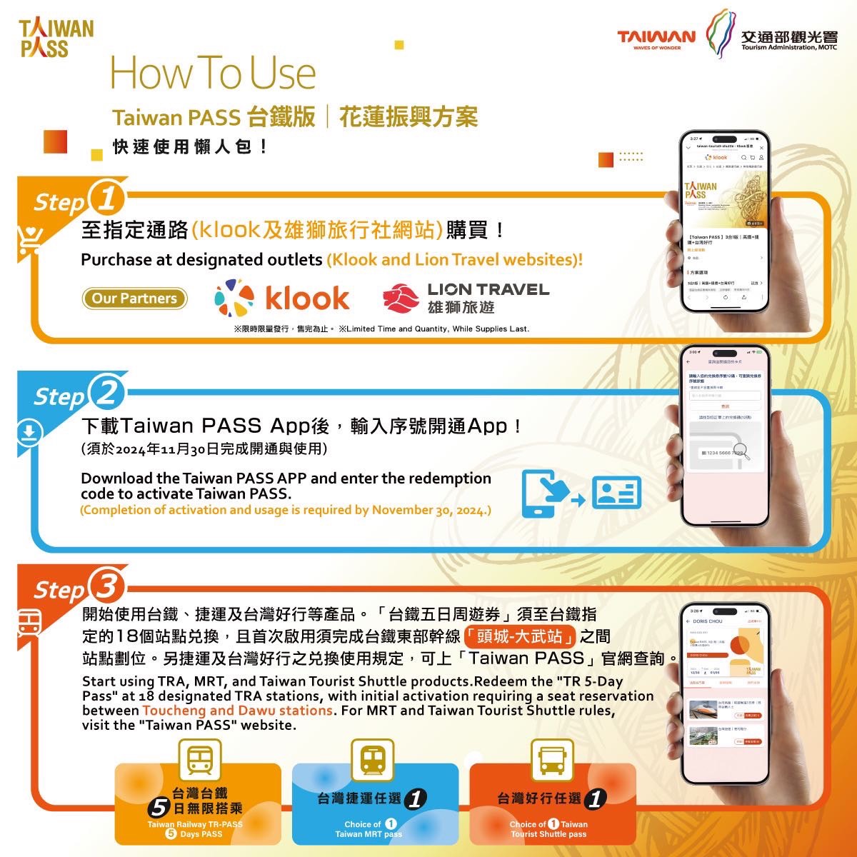 Taiwan PASS-台鐵版(花蓮振興方案)快速使用懶人包