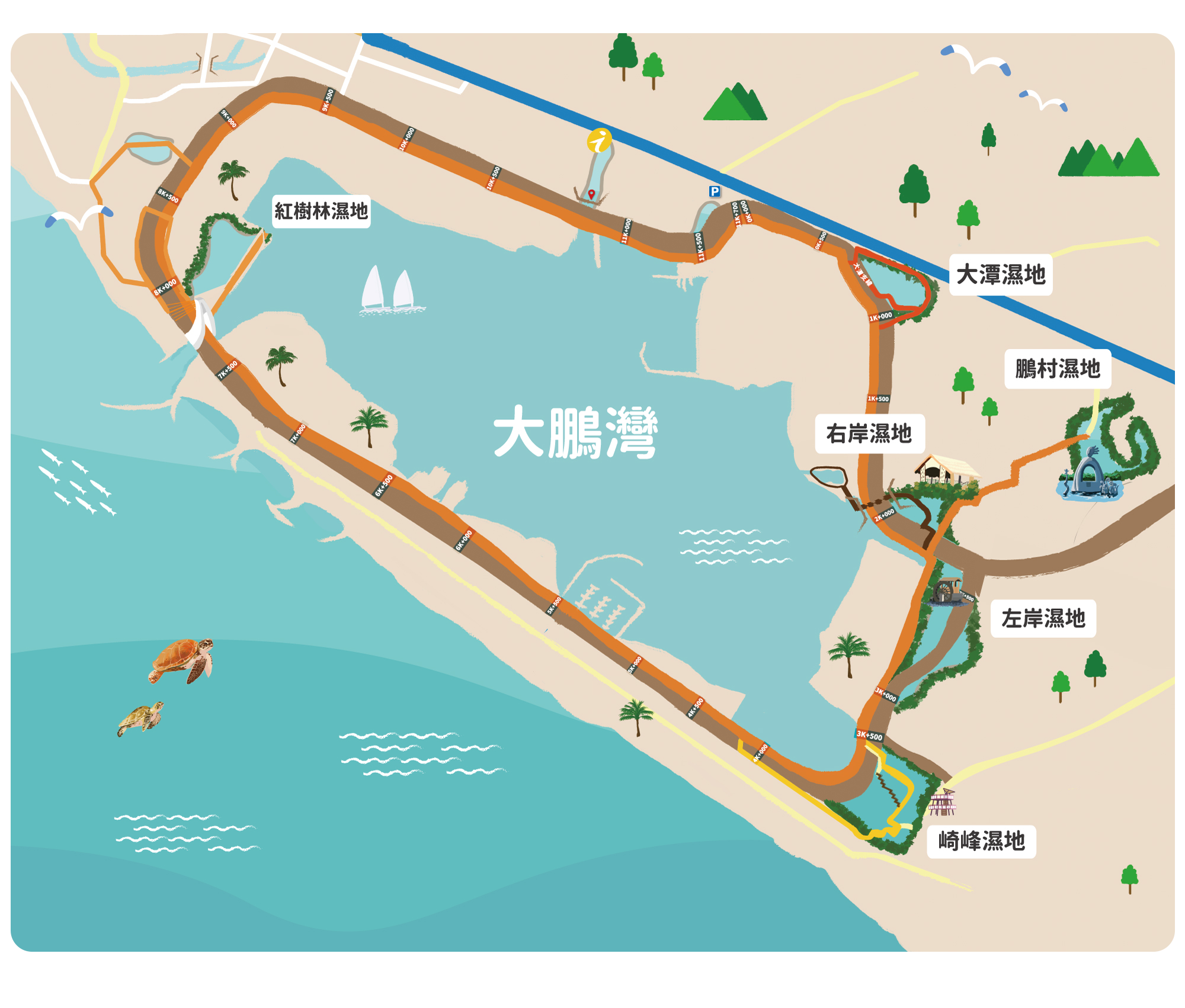 大鵬灣各濕地公園位置圖