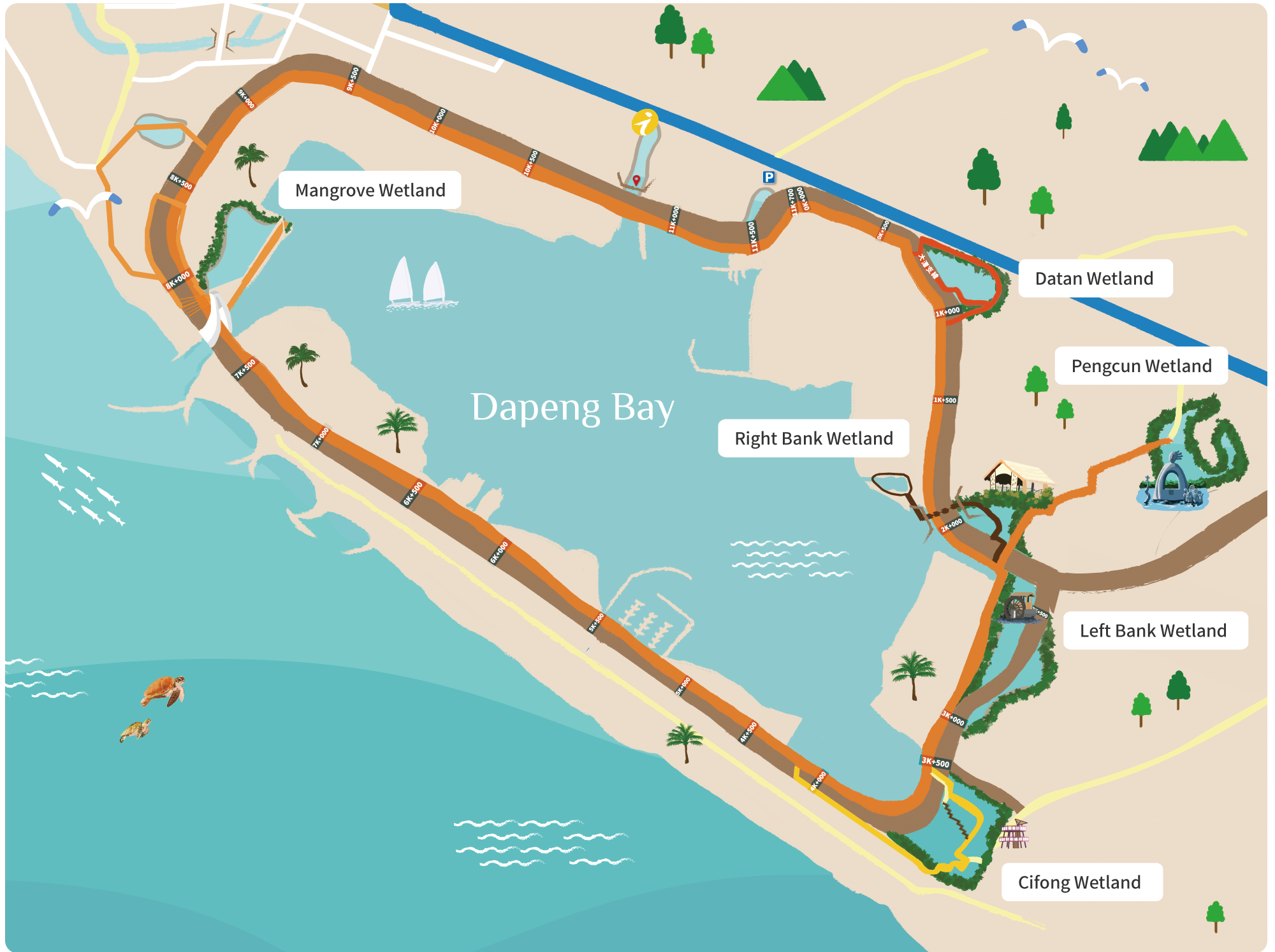 Location Map of Dapeng Bay Wetland Parks